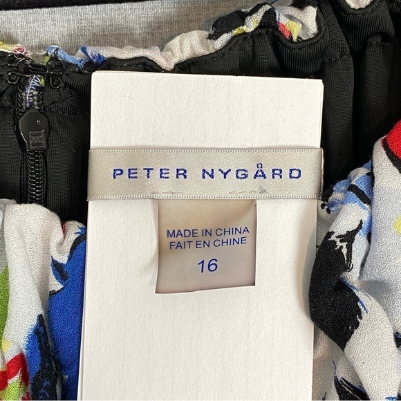 Peter Nygard Floral Midi Dress Sz 16 Ruffles Off the Shoulder - Picture 9 of 12